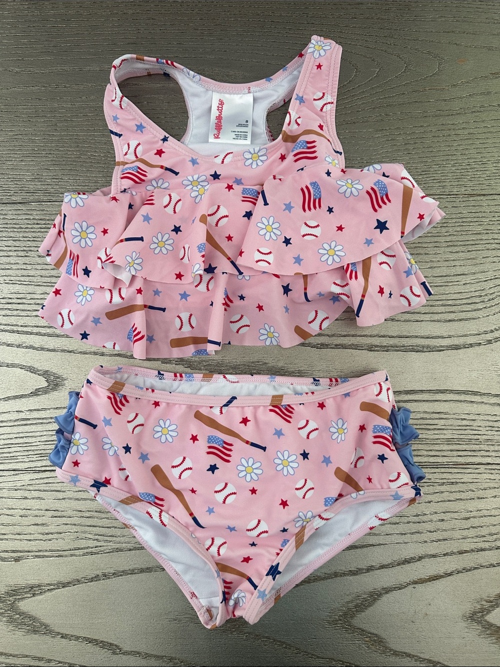 RuffleButts Kids' Play Ball Ruffle Two-Piece Swimsuit - Size 8